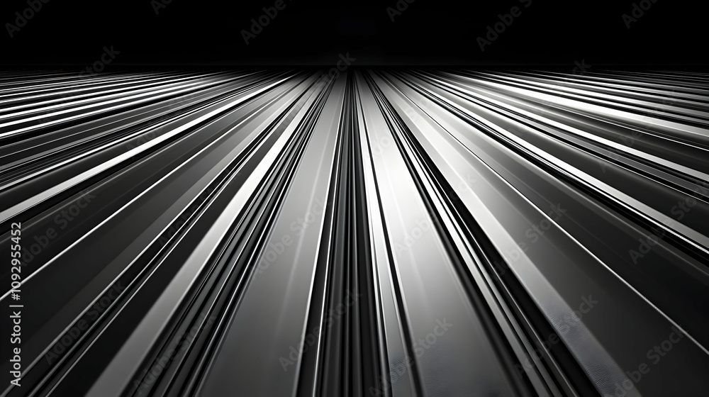 Poster abstract gray lines converge dynamically on a dark background