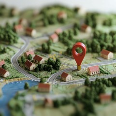 Location Pin on Detailed Miniature Map 