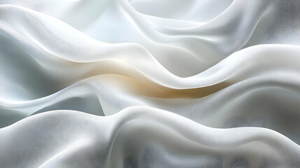 Obraz premium Elegant White Silk Drapes, Softly Flowing Fabric, Luxurious Texture, Shimmering Sheen, Graceful Waves, Subtly Textured Surface, Smooth and Silky, Delicate Drape, Abstract Art, Serene Beauty
