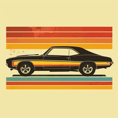 Vintage car theme illustration design with classic vehicle in a retro style