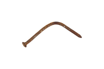 rusty bent nail isolated from background