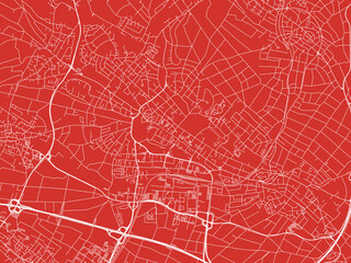 Christmas Map of Bad Homburg, Germany in Snowy White on Festive Red Background.