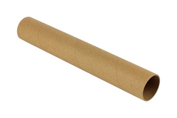 Cardboard geometric cylinders, Paper tube of toilet paper, isolated from background