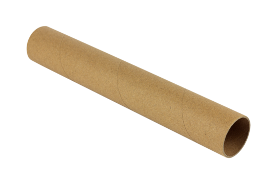 Cardboard geometric cylinders, Paper tube of toilet paper, isolated from background