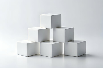 A stack of white boxes with a white background