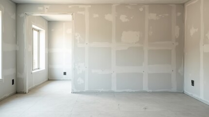 Interior Walls of House Under Construction Ready for Painting