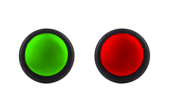 green and red button isolated from background