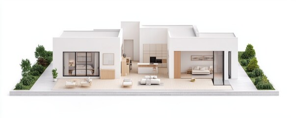 Modern House Architectural Model Home Design 3D Render Real Estate