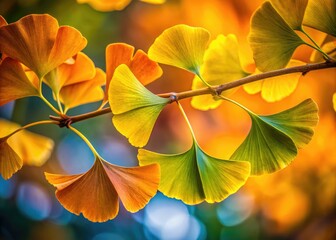 Captivating Ginkgo leaf portraits showcasing vibrant colors and unique shapes, perfect for art enthusiasts and enhancing home decor with natural elegance. A stunning visual experience.