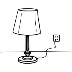 Classic Table Lamp Illustration. Table Lamp Drawing.

