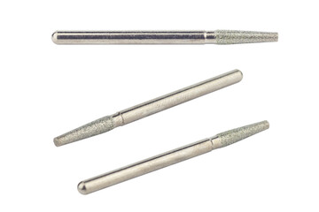 set of cutter for hand engraver and drill with diamond filings, isolated from background	