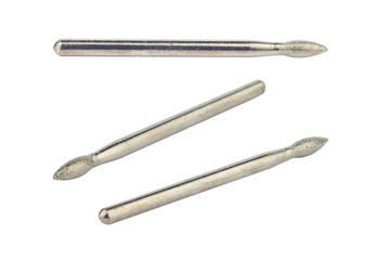 set of cutter for hand engraver and drill with diamond filings, isolated from background	