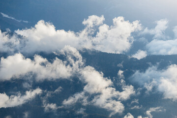 Clouds above the mountains at sunset.