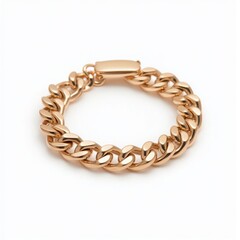 Obraz premium Gold chain bracelet on a white isolated background.