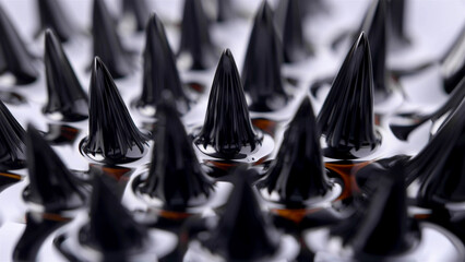 Ferromagnetic fluid (Ferrofluid) when exposed to a magnetic field creates amazing drawings in a...