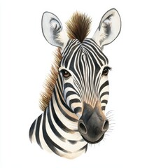 Obraz premium A zebra with a brown mane and black and white stripes