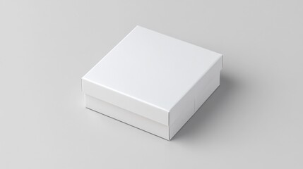 Simple white box mock up placed on a smooth gray surface showcasing minimalist design. Generative AI