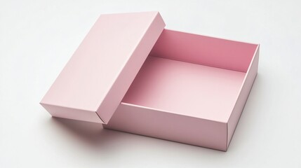 Simple pink box mock up with lid now open on a neutral background for gifting. Generative AI