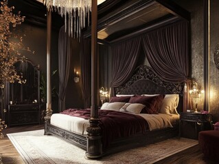 Luxurious bedroom design elegant home interior decor cozy environment inviting atmosphere opulent style for dreamy retreat