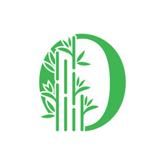 Bamboo and leaf logo design with creative letter concept