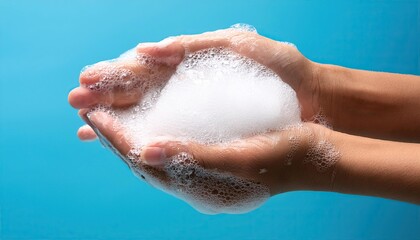 Fototapeta premium Clean Hands Soap Suds Hygiene Wash Lather Bubbles Foam Skincare Purity Wellness