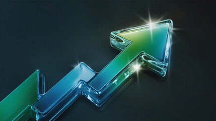 growth arrow icon with colorful gradient. 3d rendering. shape with glass effect