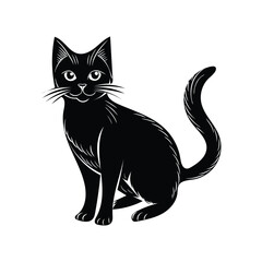 Black and white cat silhouette design vector art illustration