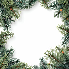 Pine Border Frame White Background Copy Space Area