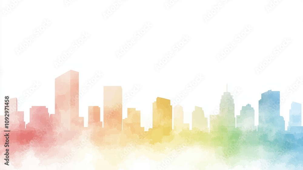 Poster abstract city skyline with soft gradient colors for diverse asset management and visualization conce