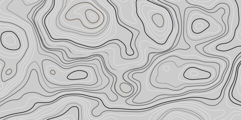The black grey on white contours vector topography stylized height of the lines. The concept of a conditional geography scheme and the terrain path. Ultra wide. Map vector terrain Illustration.