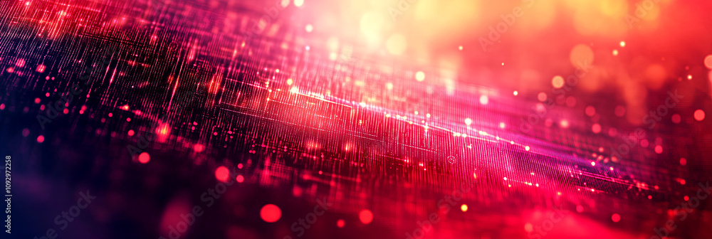 Poster abstract glowing particle stream with vibrant pink and orange hues showcasing futuristic motion and 