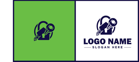 Locksmith icon Keysmith Lock technician Key specialist flat logo sign symbol editable vector