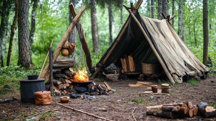Survivalist bushcraft lifestyle, mastering outdoor survival techniques and living off the land