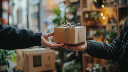 Item swap with one person handing over an object to another