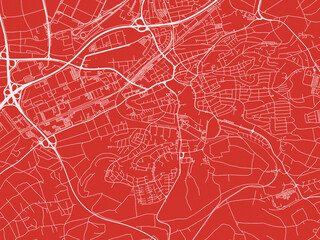 Christmas Map of Boblingen, Germany in Snowy White on Festive Red Background.