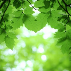 Lush green leaves frame a bright, blurred background of sunlight filtering through foliage.