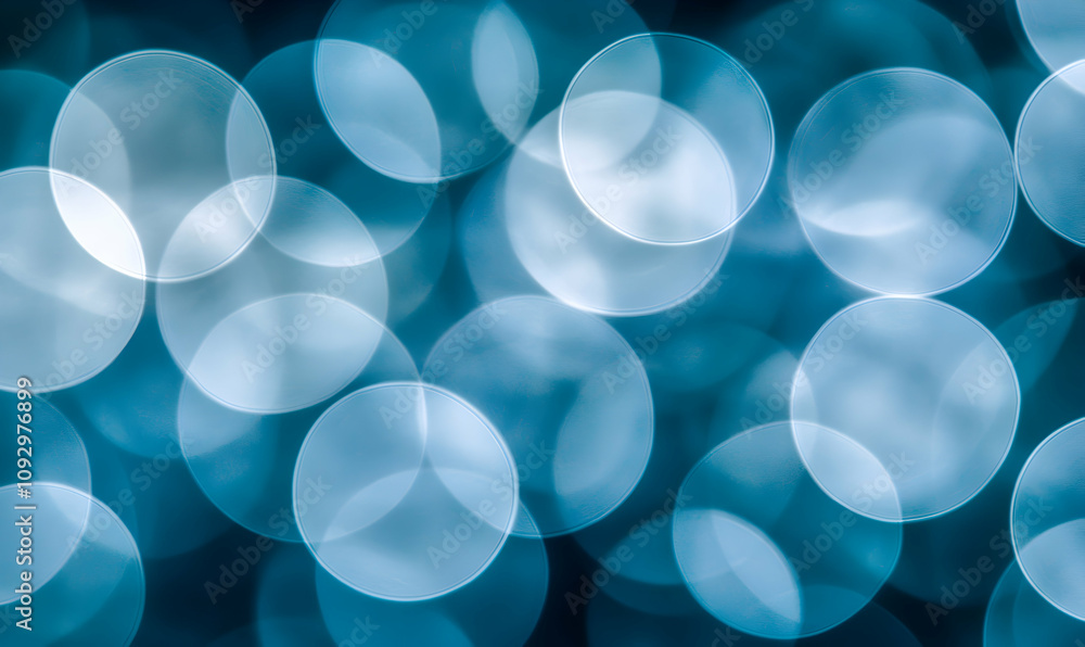 Poster abstract teal bokeh background with soft, overlapping circles. ideal for websites, presentations, an