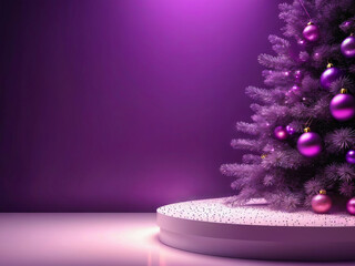 Purple Christmas Tree with Gift Box on Display