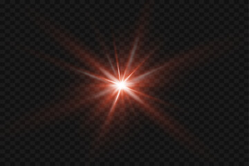 The light glare of a star and a flash of light. On a transparent background.