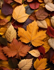 Obraz premium Autumn leaves in warm, earthy tones. A beautiful display of nature's artistry.