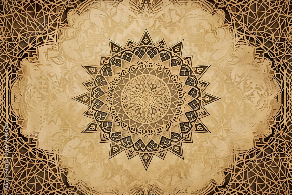 Poster a patterned background with a large circle in the center
