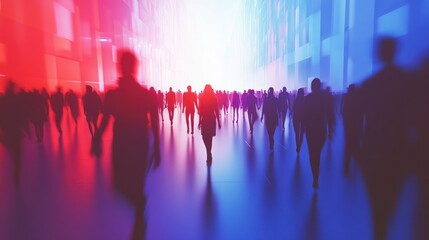 Abstract Crowd Silhouette in Vibrant Color Scheme