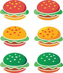 burger vector icon fast food set isolated on white background