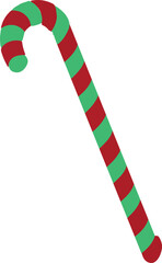 Candy Cane Vector Flat Icon. Christmas candy canes. Christmas stick. Traditional xmas candy with red, green and white stripes. Santa caramel cane