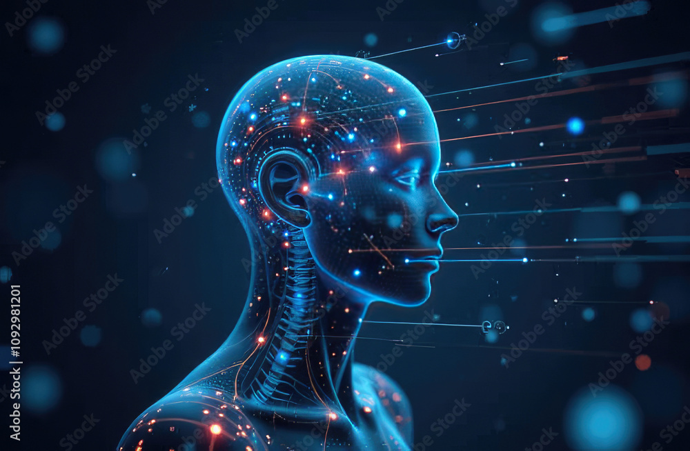 Poster artificial intelligence on the concept of a virtual information screen