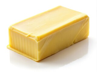 Dairy butter stick isolated on a clean white background, ideal for business signage, promotional materials, and culinary displays showcasing quality and deliciousness in every bite.