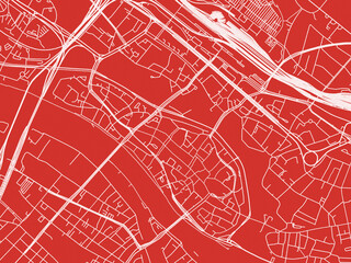 Christmas Map of Bremen Zentrum, Germany in Snowy White on Festive Red Background.