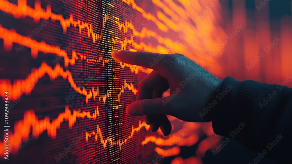 Poster trader analyzing gold price fluctuations on digital screen