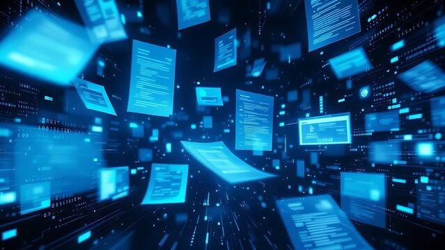 Artificial Intelligence in Document Analysis, the role of artificial intelligence in document analysis with an image portraying machine learning algorithms extracting data from unstructured documents