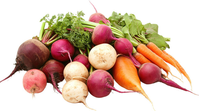 Isolating vibrant root vegetables in a garden setting nature's colorful harvest